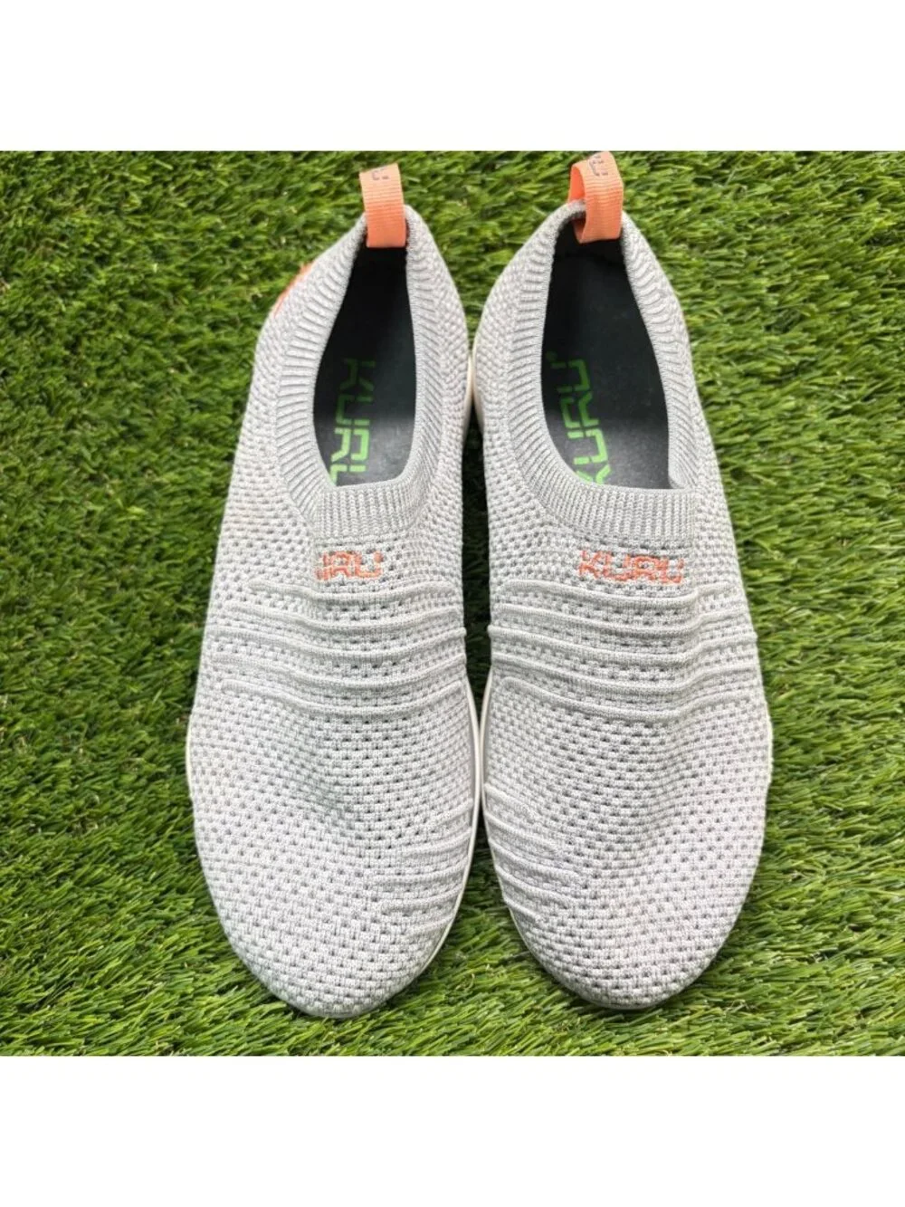 Kuru Stride Womens Size 8 Gray White Peach Athletic Running Shoes Sneakers